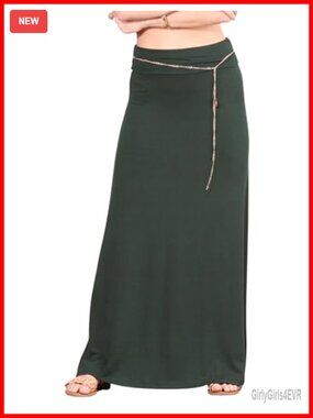 Women's Long Maxi Skirt A-Line Flowy High Rise Stretch